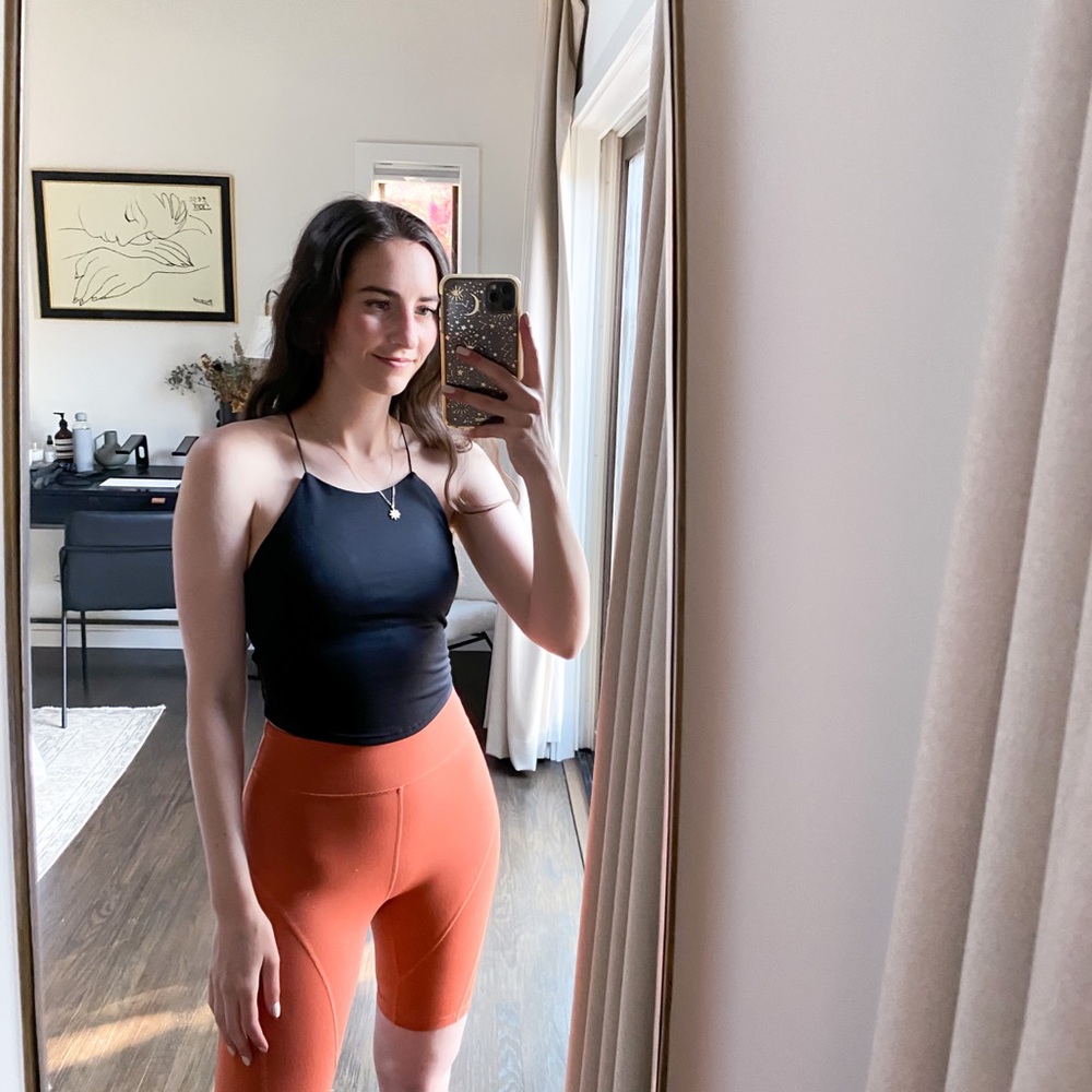 Alo Yoga Black High Neck String Top